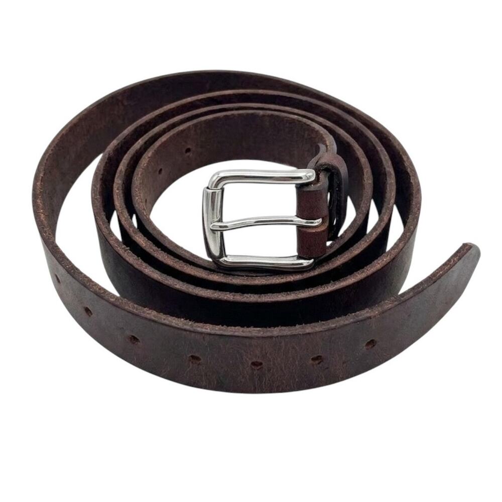 Amish Handcrafted Brown Leather Belt Made in USA Heavy Duty Roller Buckle 30-38
